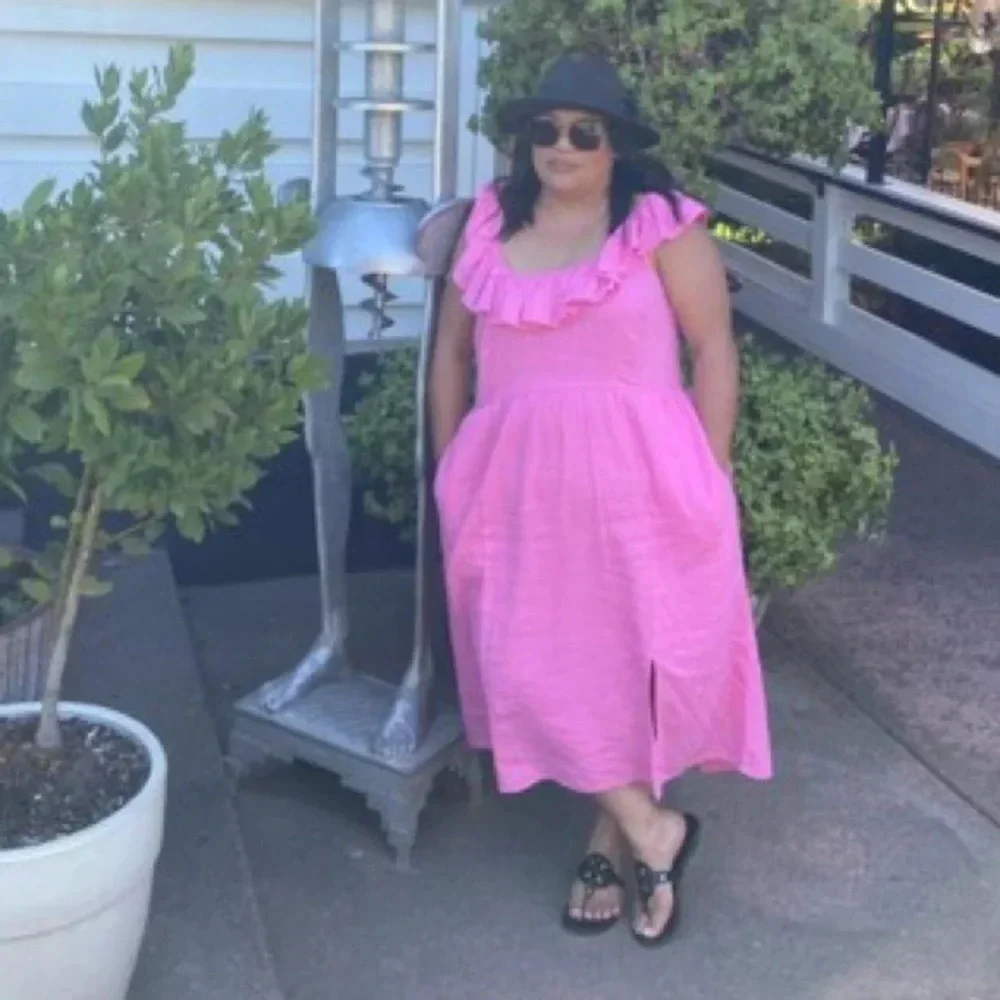 ✨NWT Ava & Viv Pink Ruffle Neck Empire Waist Midi Dress Women's Plus Size XXL - Picture 12 of 12